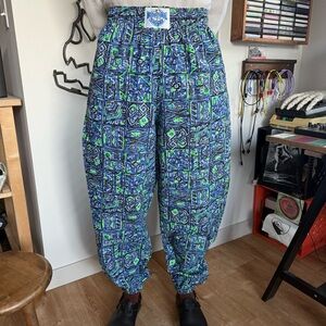 Vintage 80s International Baggyz Abstract Print Balloon Pants  ~ Size Large